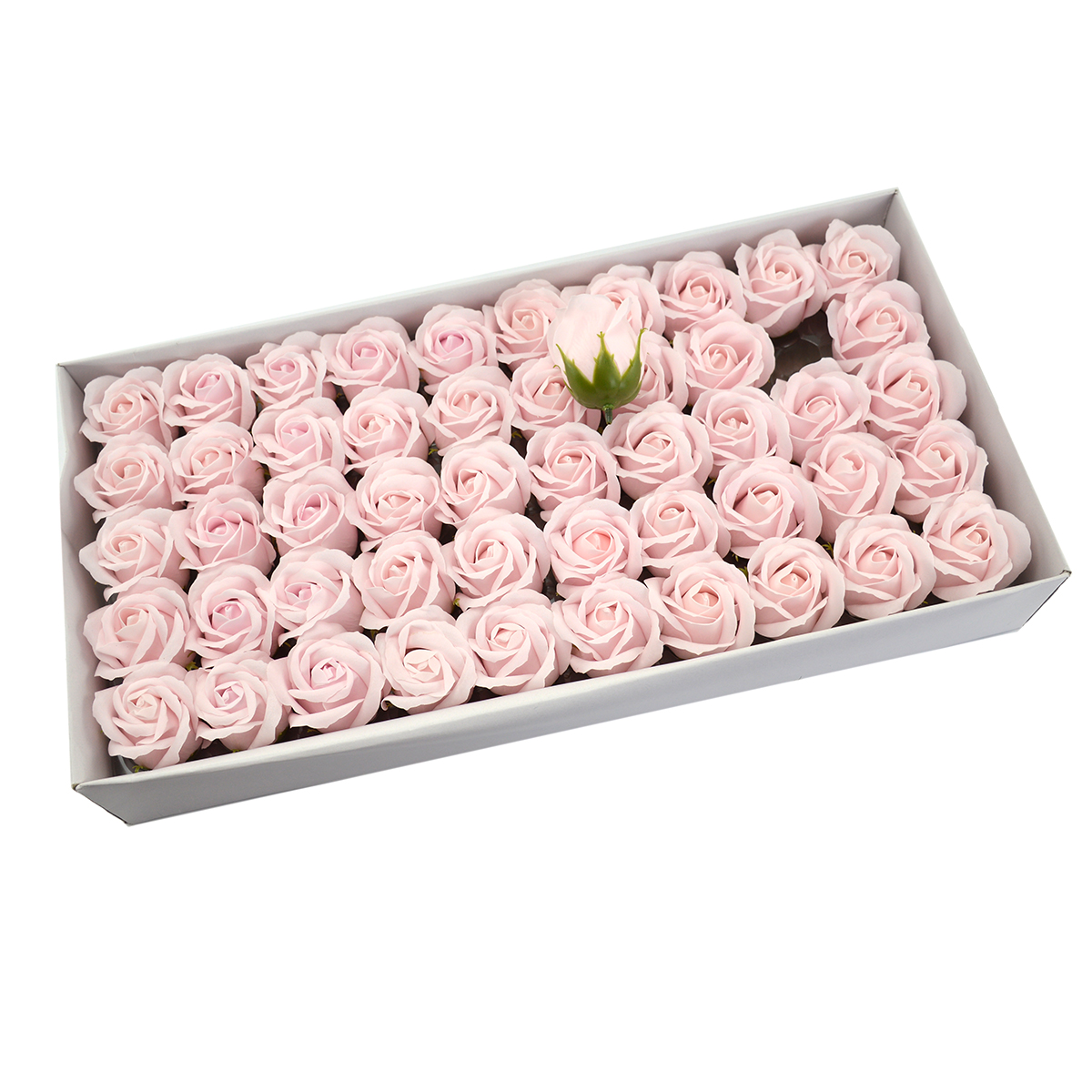 Set di 50 rose di sapone profumate, real touch, rosa pallido